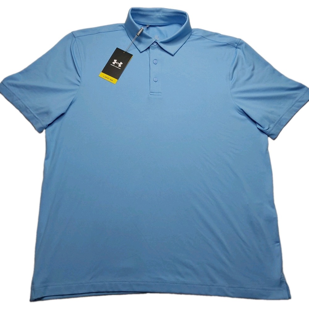 NWT Under Armour Golf Polo UPF 50 men's L Light Blue